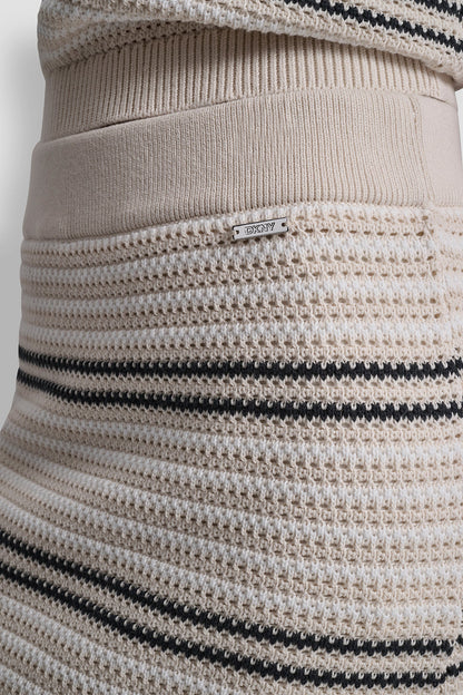 STRIPED POINTELLE STITCH MIDI SKIRT