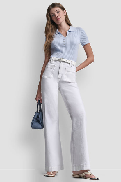 RIBBED POLO WITH RHINESTONE BUTTONS