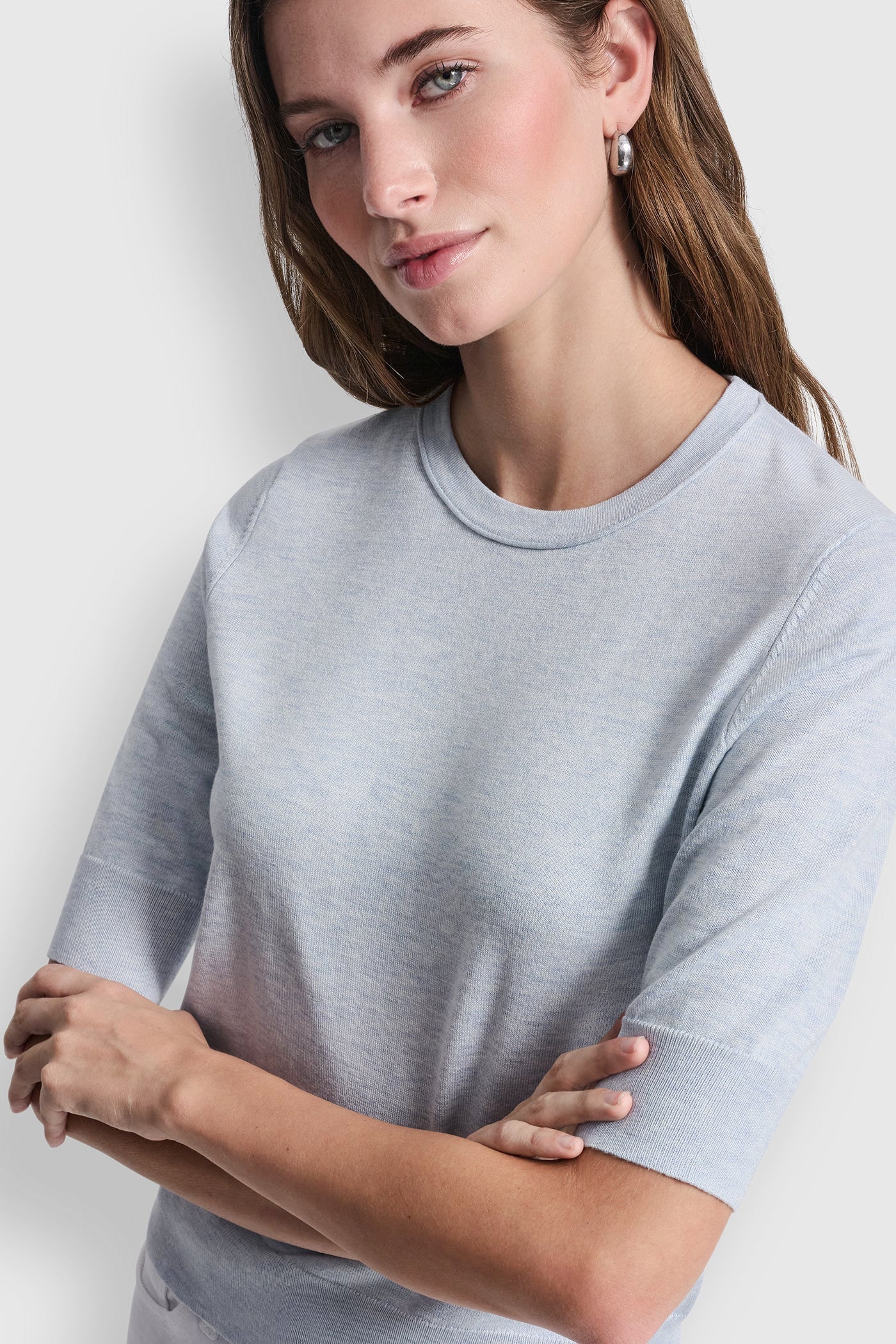 ELBOW SLEEVE CREW NECK SWEATER
