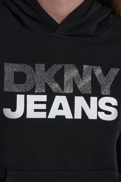 STACKED RHINESTONE FOIL LOGO HOODIE