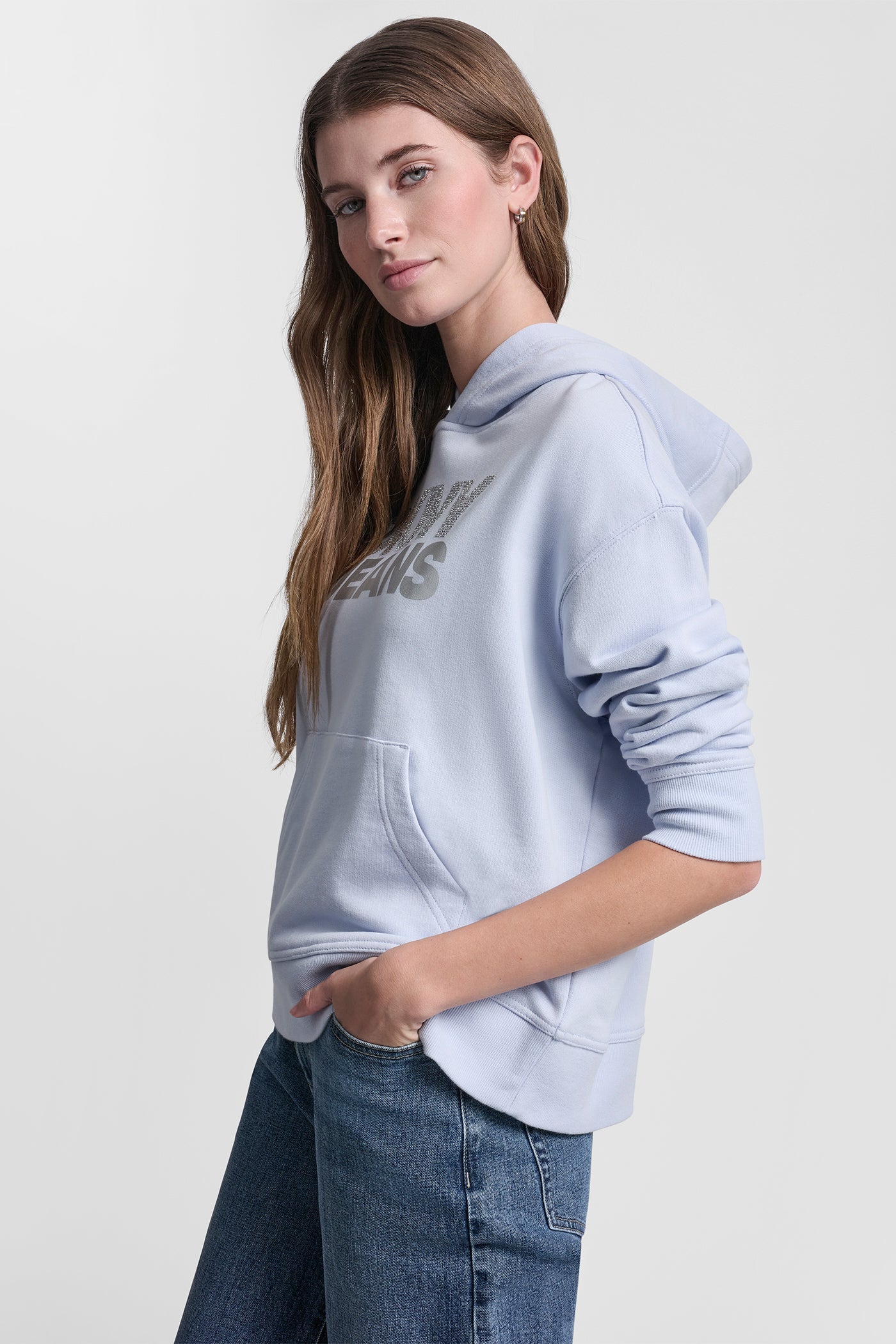 STACKED RHINESTONE FOIL LOGO HOODIE