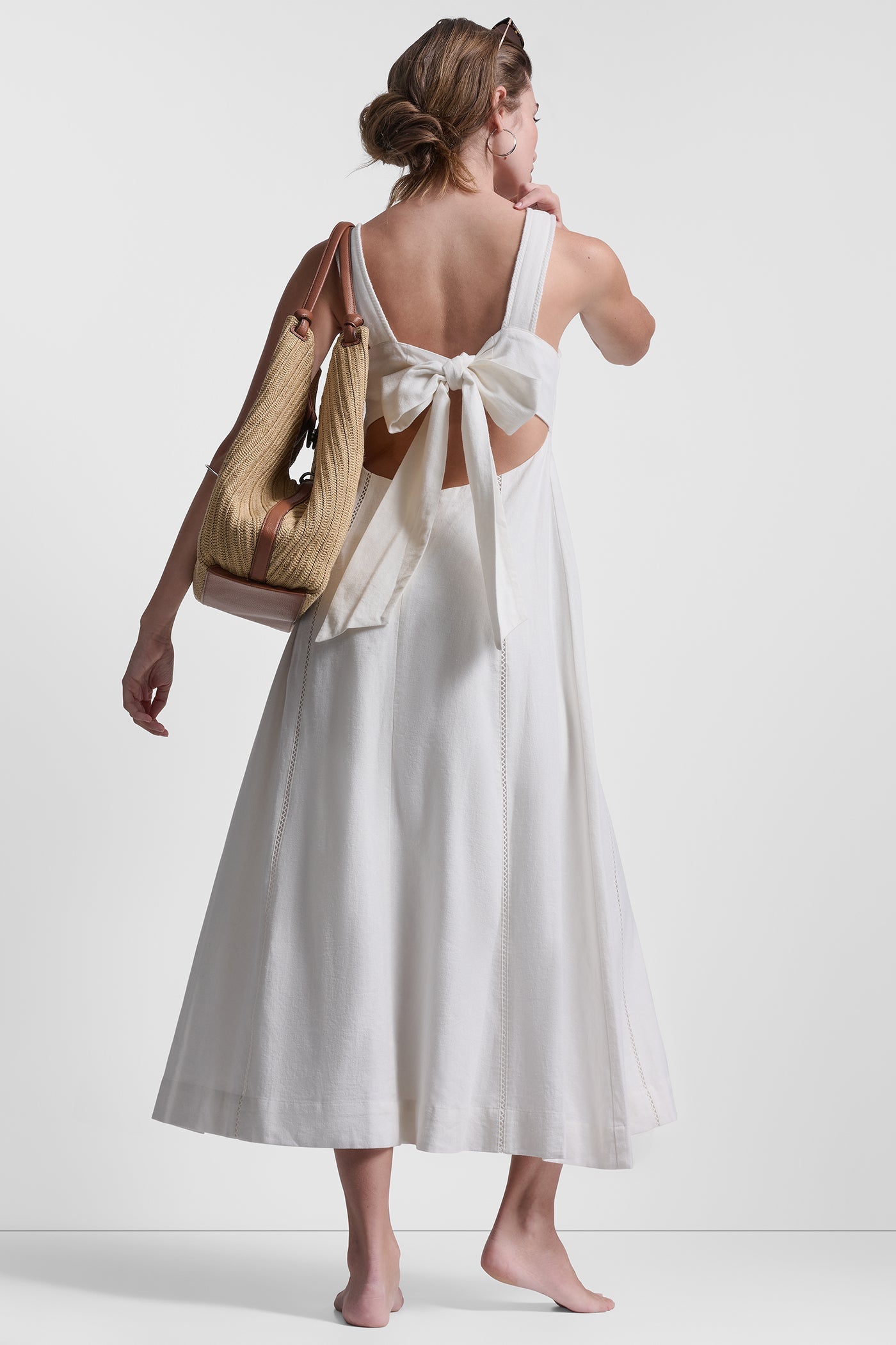 SEAMED TANK DRESS WITH TIE BACK