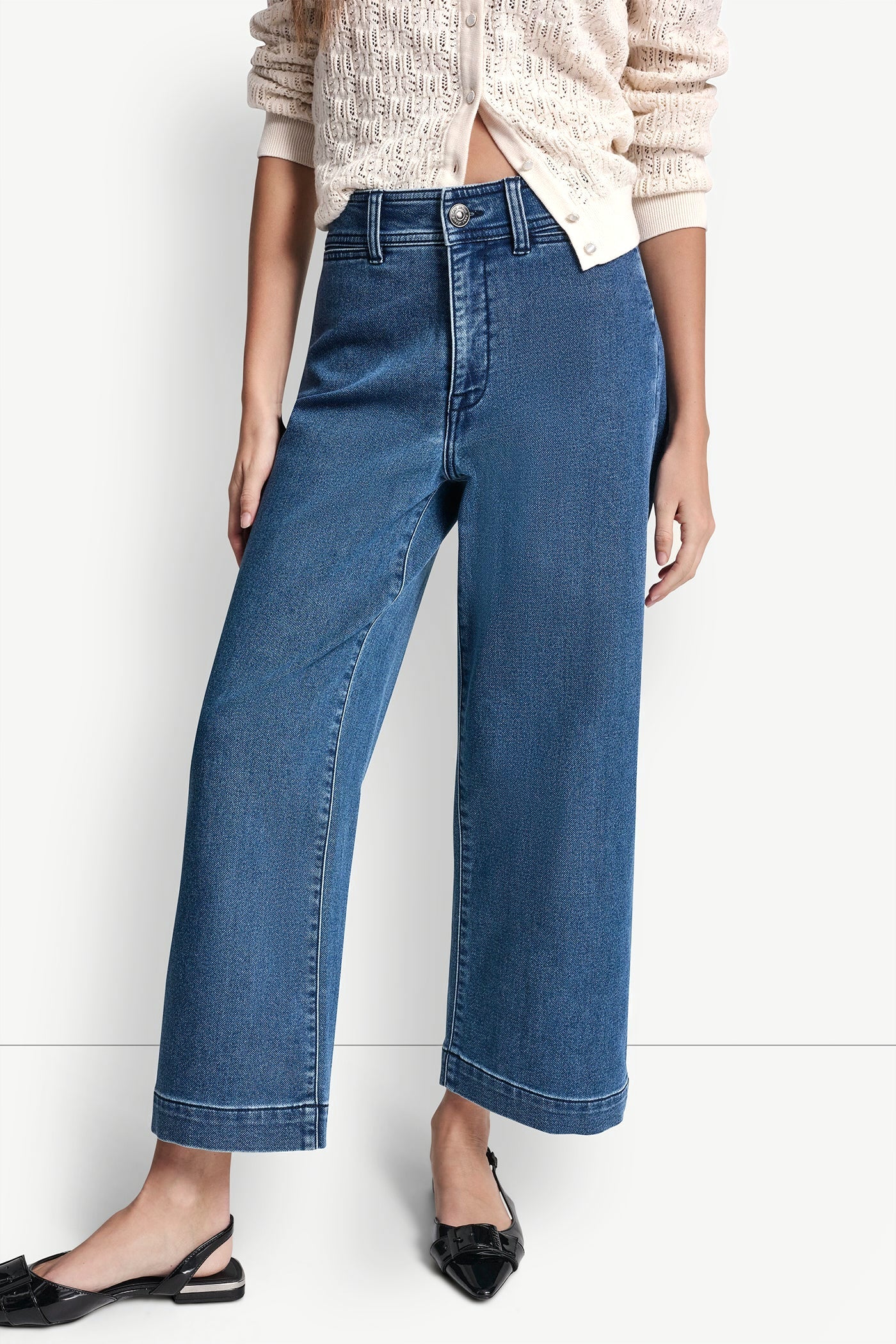 INDIGO TERRY CROPPED WIDE LEG