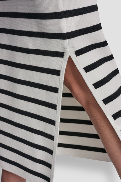 STRIPED MIDI SKIRT WITH SIDE SLIT