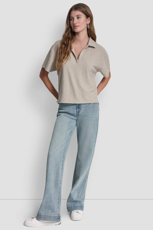 LOGO JACQUARD BOXY POLO TEE