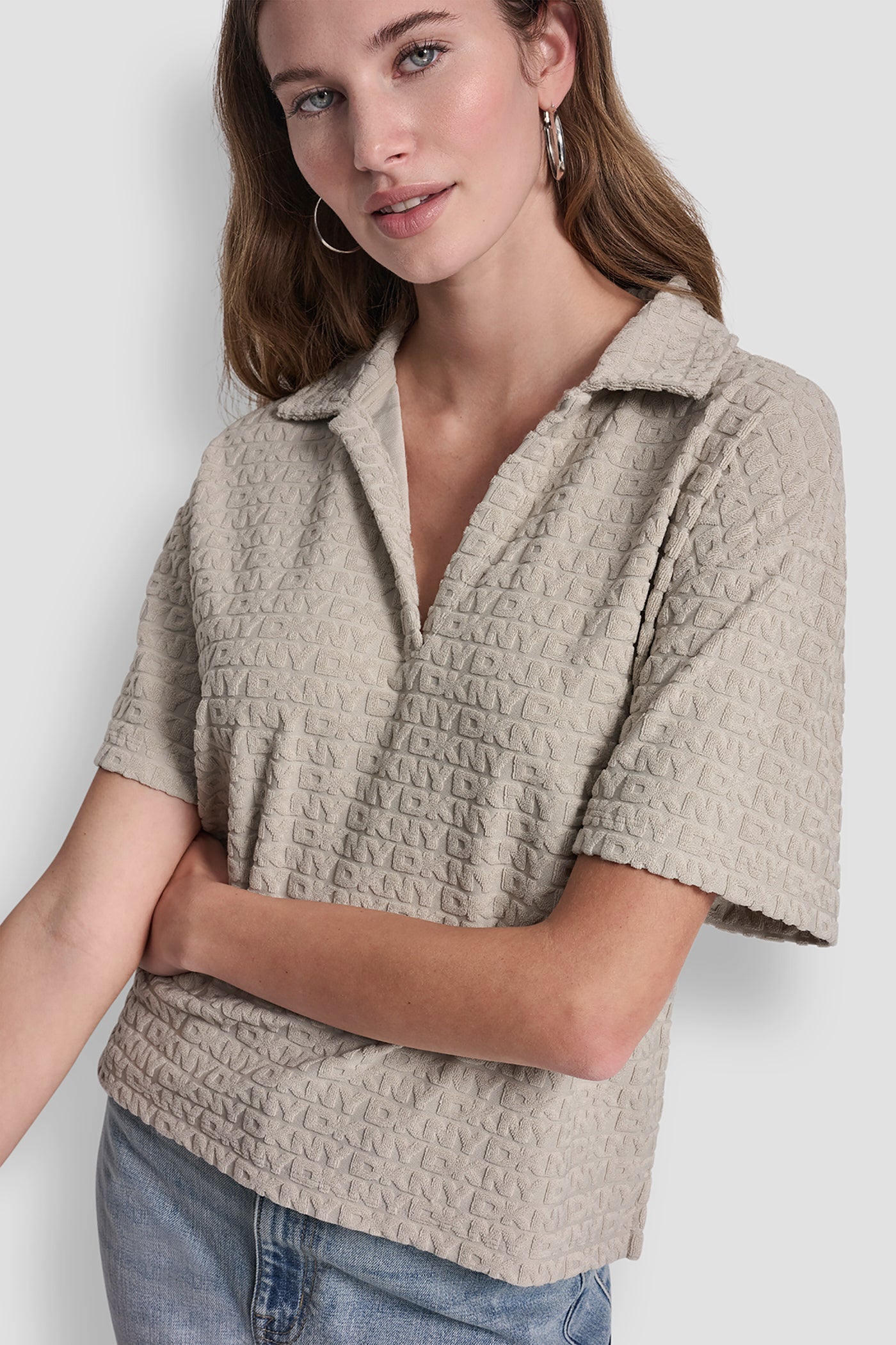 LOGO JACQUARD BOXY POLO TEE