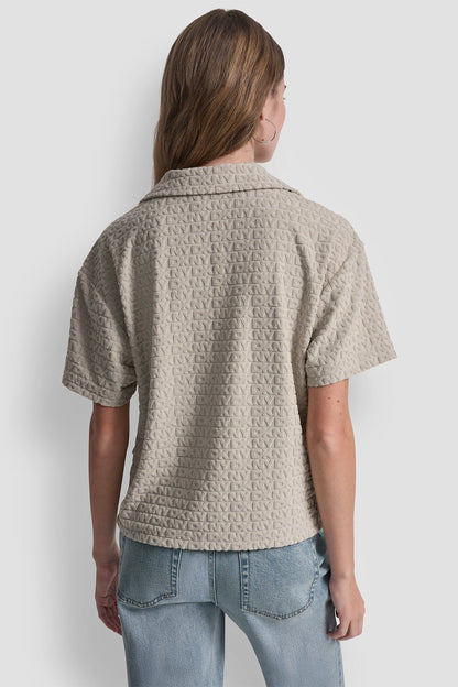 LOGO JACQUARD BOXY POLO TEE
