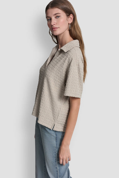 LOGO JACQUARD BOXY POLO TEE