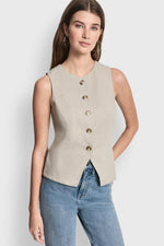 LINEN BUTTON-FRONT VEST
