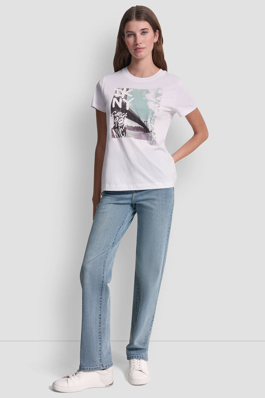 DKNY RHINESTONE GRAFITI TEE