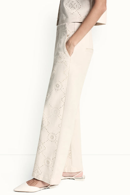 HIGH-RISE TWILL WIDE LEG PANT