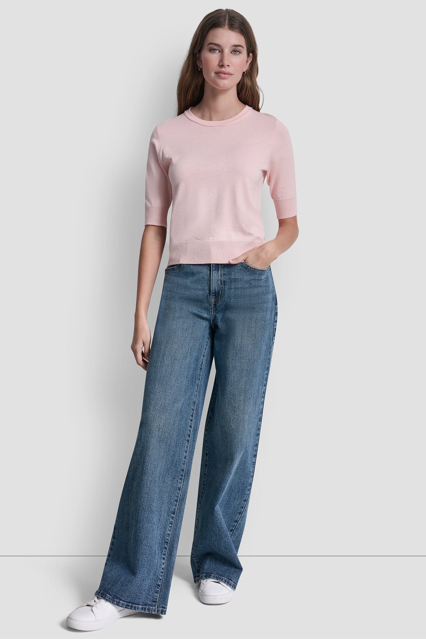 ELBOW SLEEVE CREW NECK SWEATER