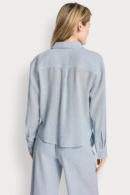 LINEN-BLEND BUTTON-FRONT SHIRT