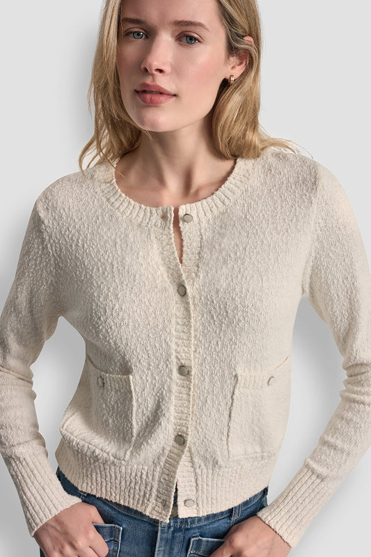 CREW NECK CARDIGAN WITH PATCH POCKETS
