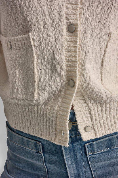 CREW NECK CARDIGAN WITH PATCH POCKETS