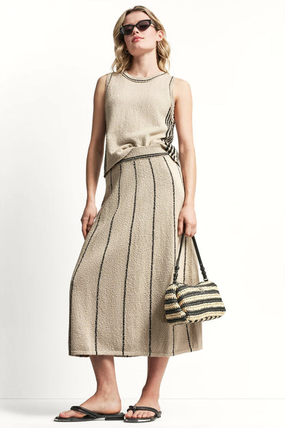 PULL-ON MAXI SKIRT WITH STRIPE DETAIL