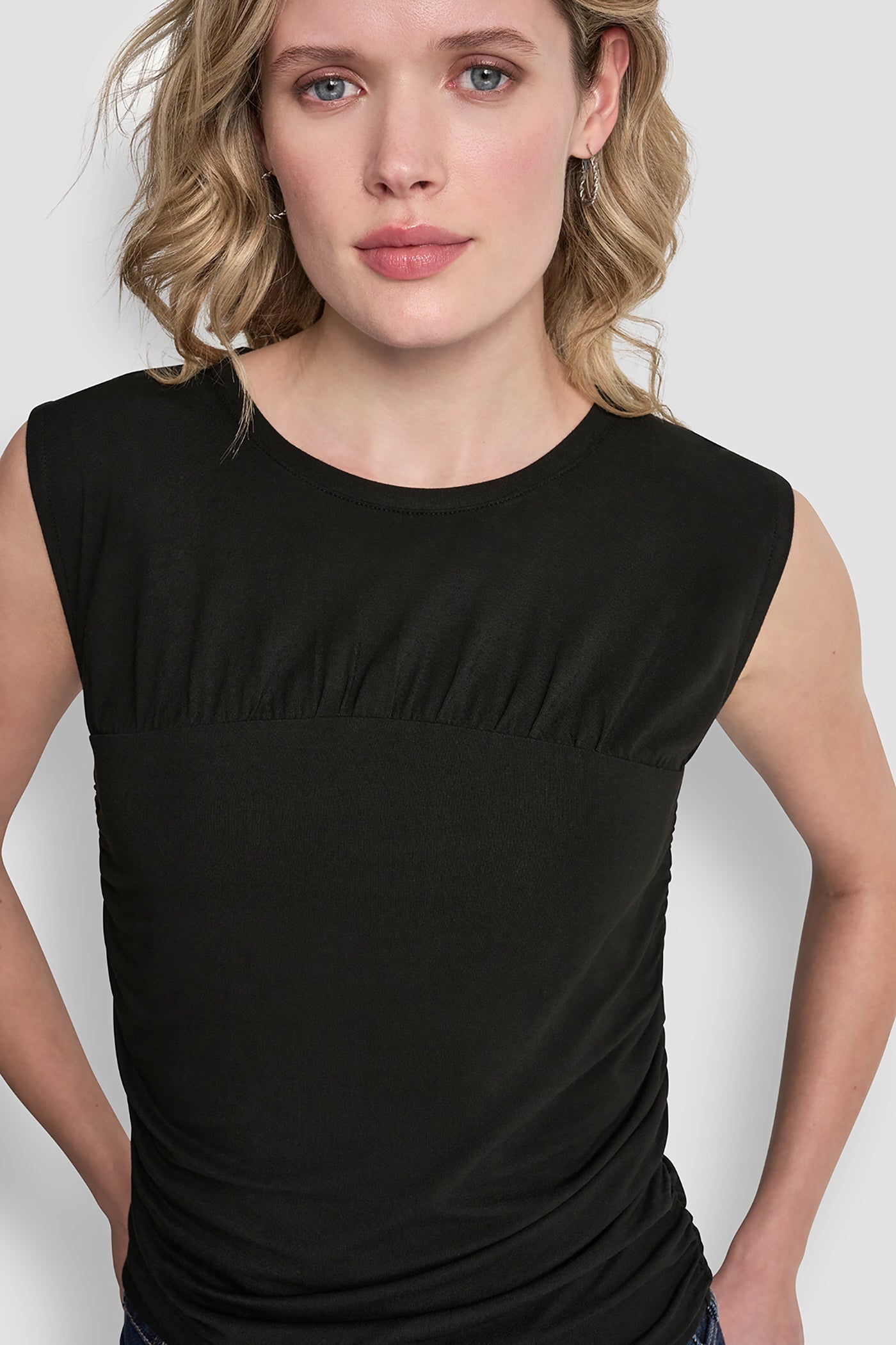 RUCHED BODICE SLEEVLESS TOP
