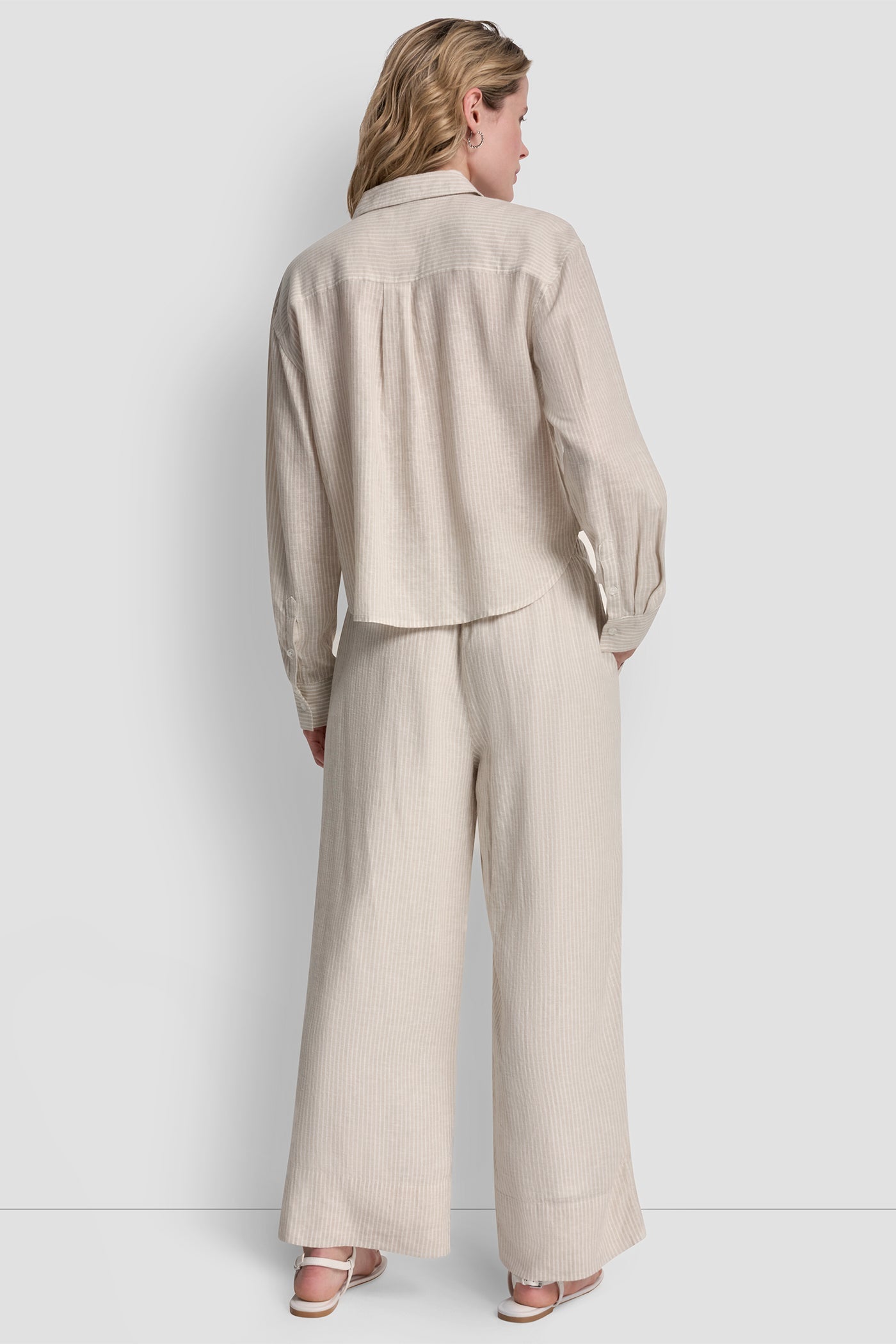 LINEN-BLEND BUTTON FRONT SHIRT