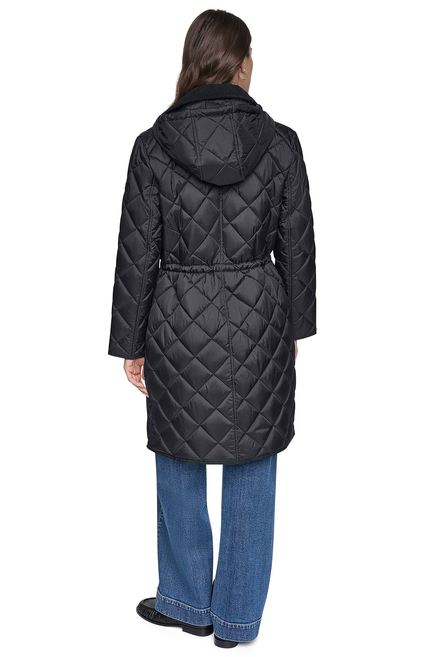 CORDUROY COLLAR HOODED QUILTED COAT