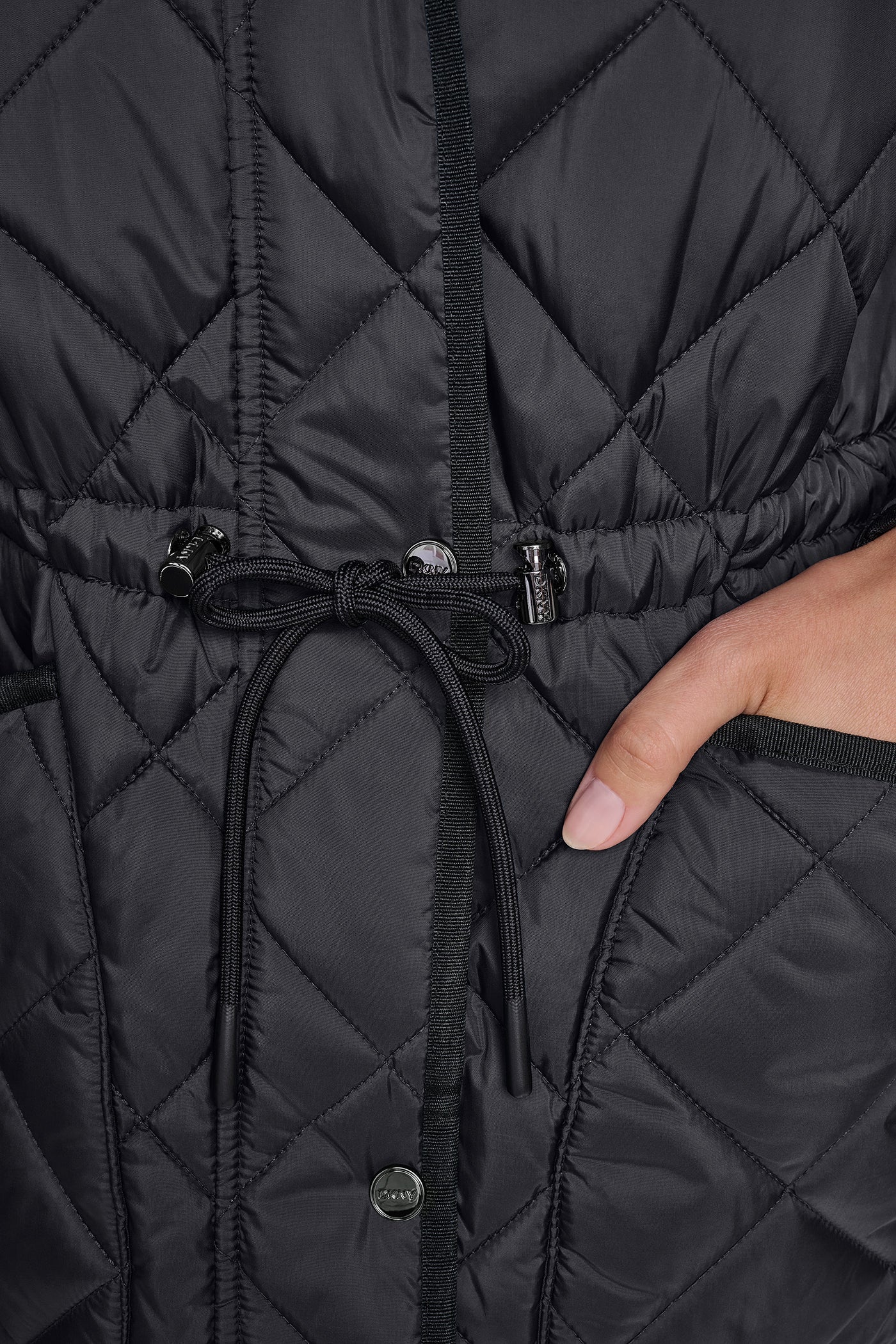 CORDUROY COLLAR HOODED QUILTED COAT