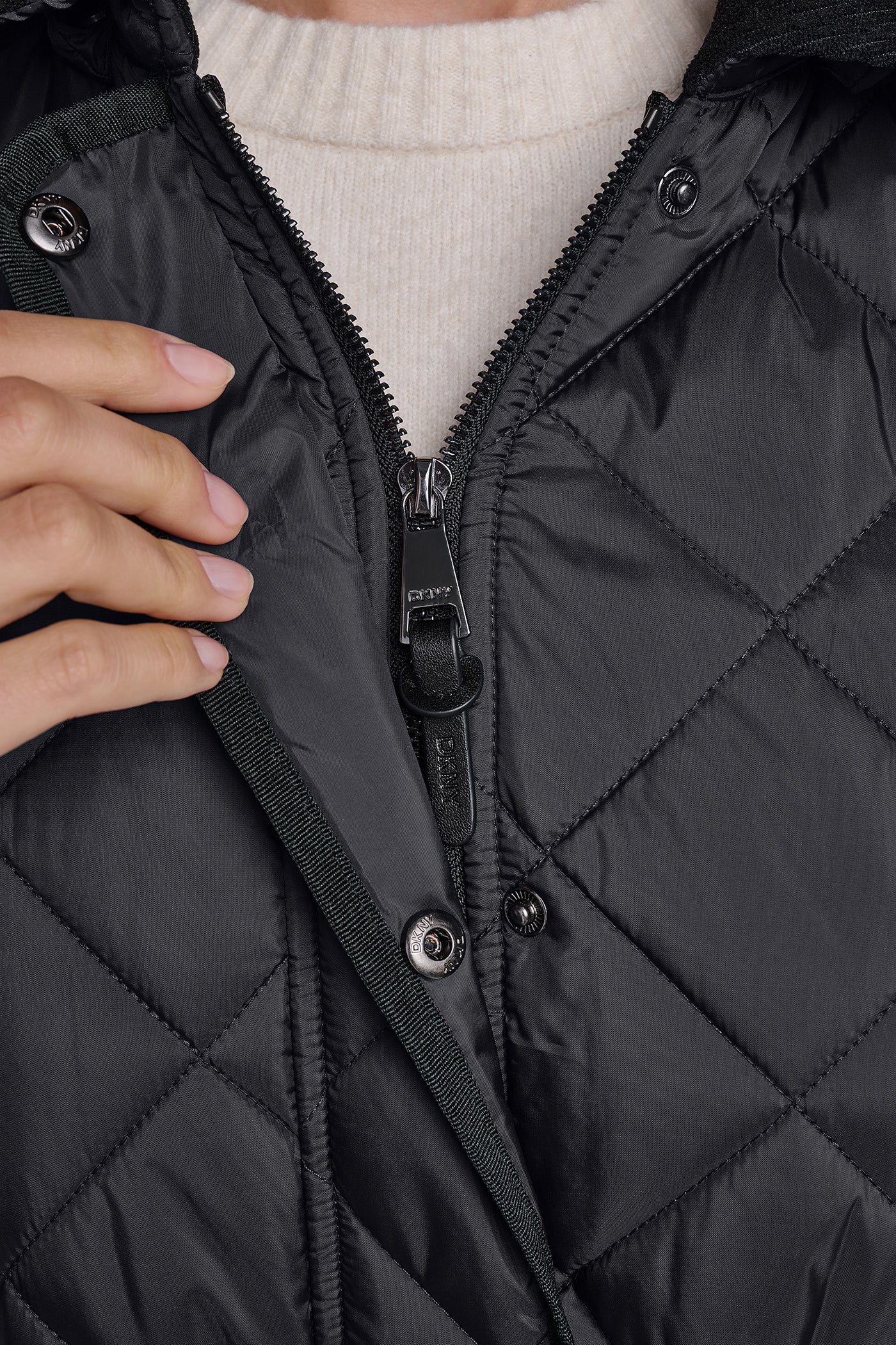 CORDUROY COLLAR HOODED QUILTED COAT