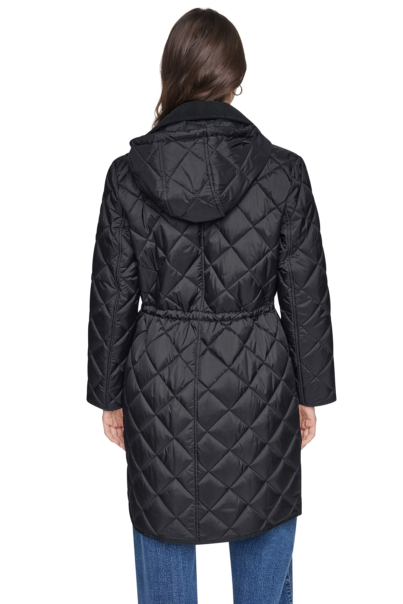 CORDUROY COLLAR HOODED QUILTED COAT