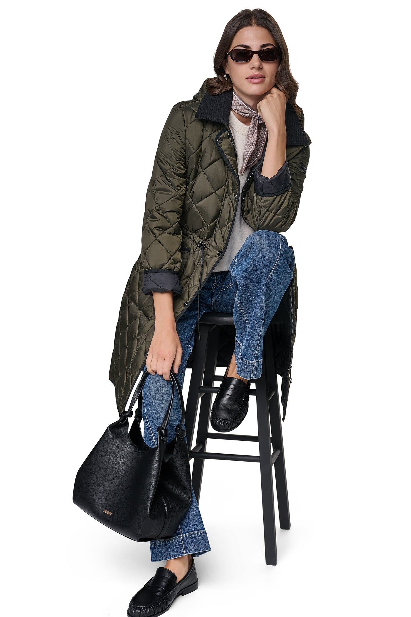 CORDUROY COLLAR HOODED QUILTED COAT