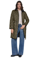CORDUROY COLLAR HOODED QUILTED COAT