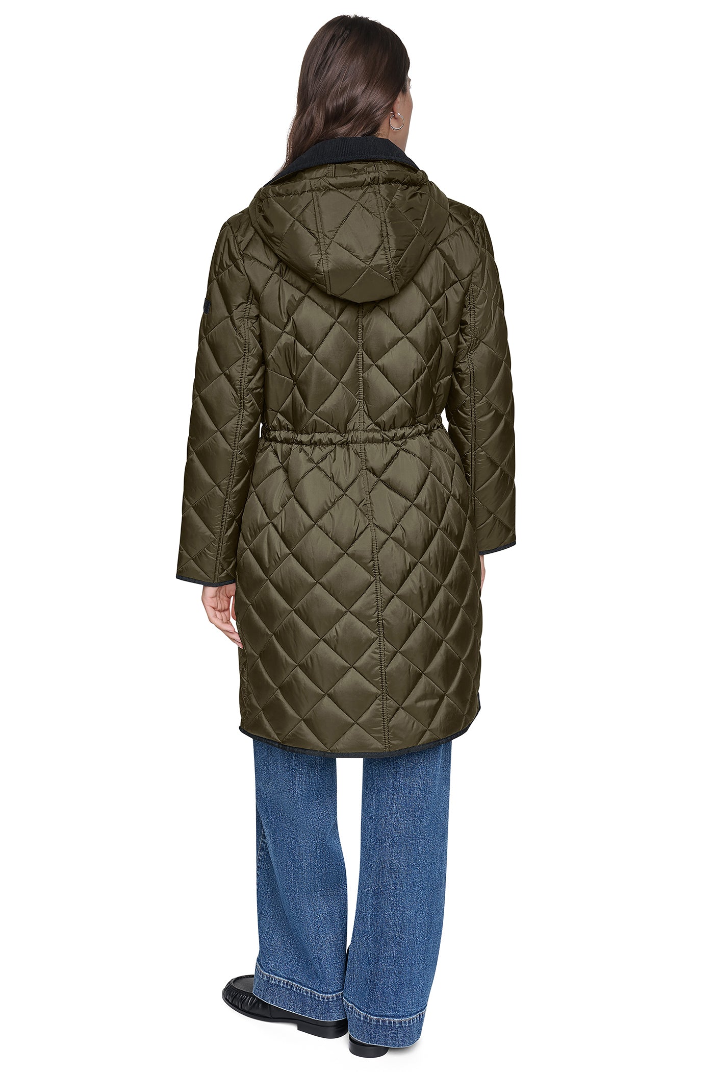 CORDUROY COLLAR HOODED QUILTED COAT