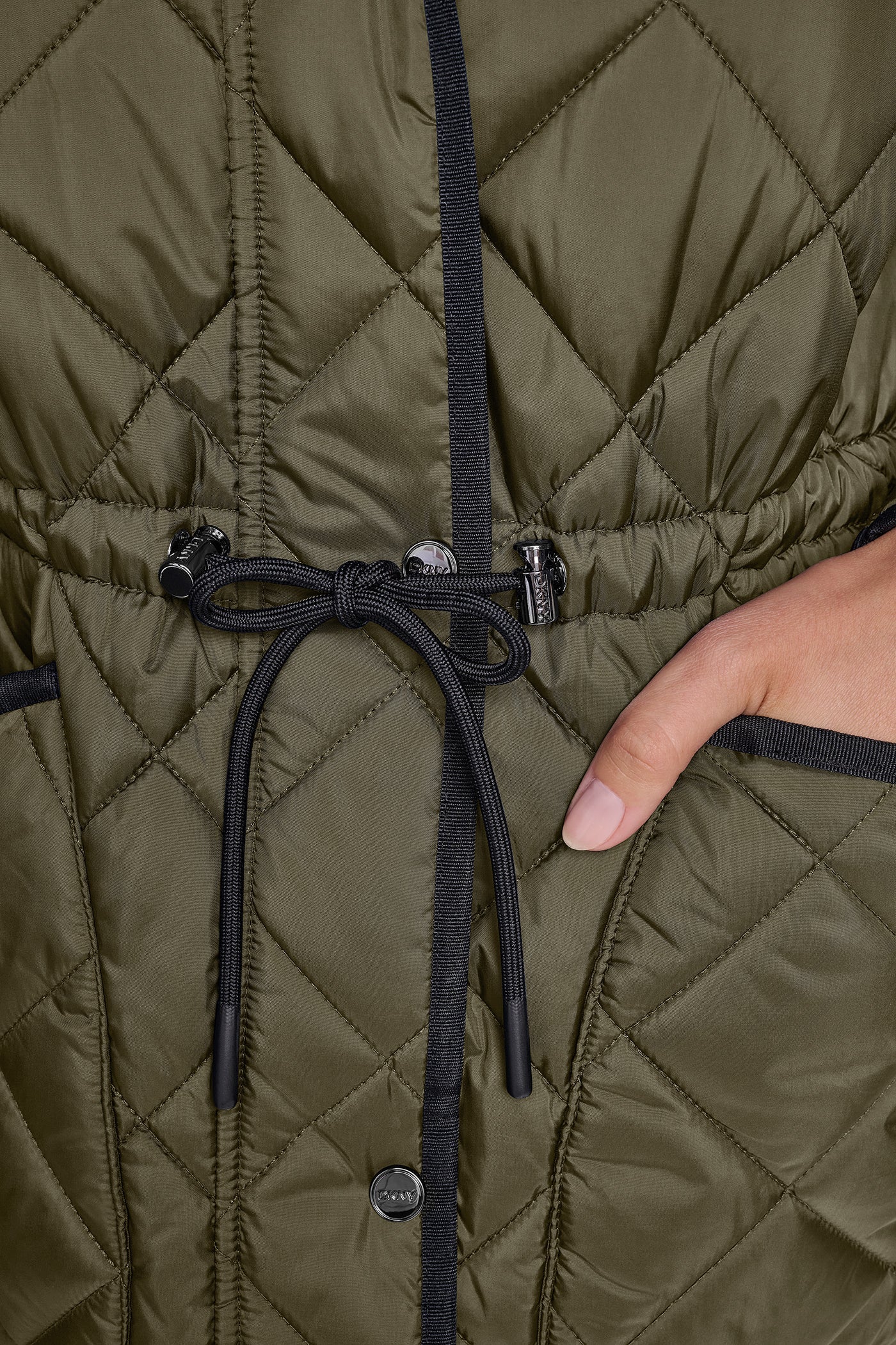 CORDUROY COLLAR HOODED QUILTED COAT