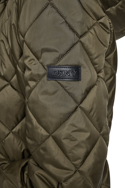 CORDUROY COLLAR HOODED QUILTED COAT