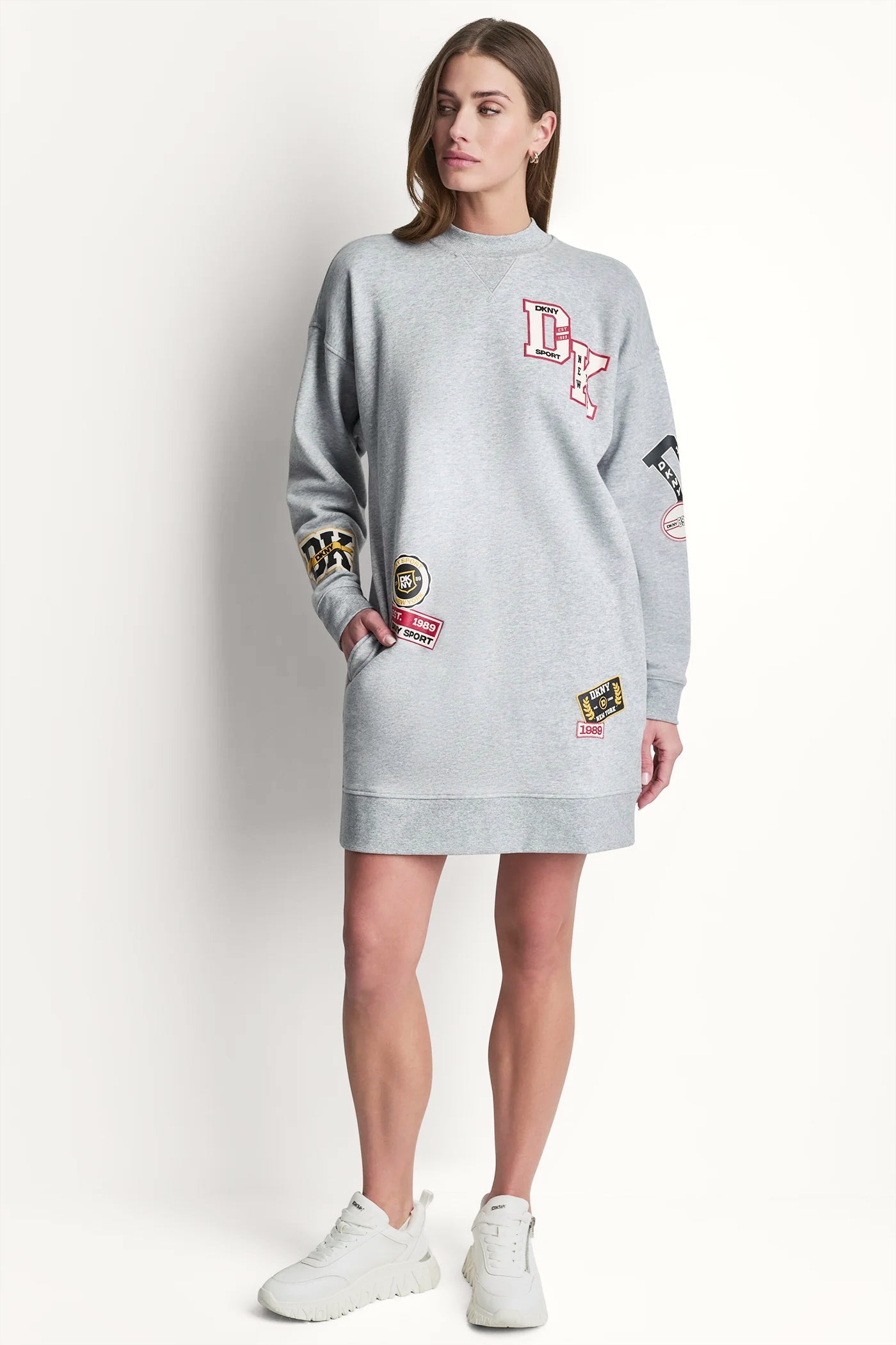 CAMPUS PATCH LONG SLEEVE SNEAKER DRESS