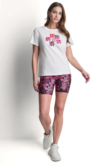 DKNY CAMO MIXED MEDIA LOGO TEE