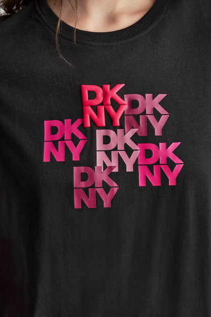 DKNY CAMO MIXED MEDIA LOGO TEE