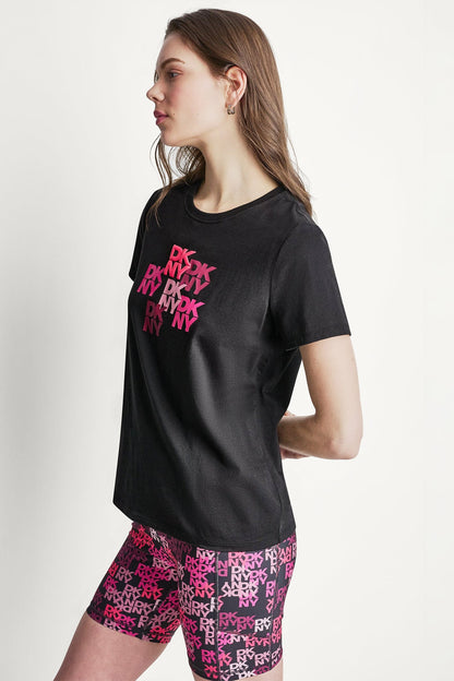 DKNY CAMO MIXED MEDIA LOGO TEE