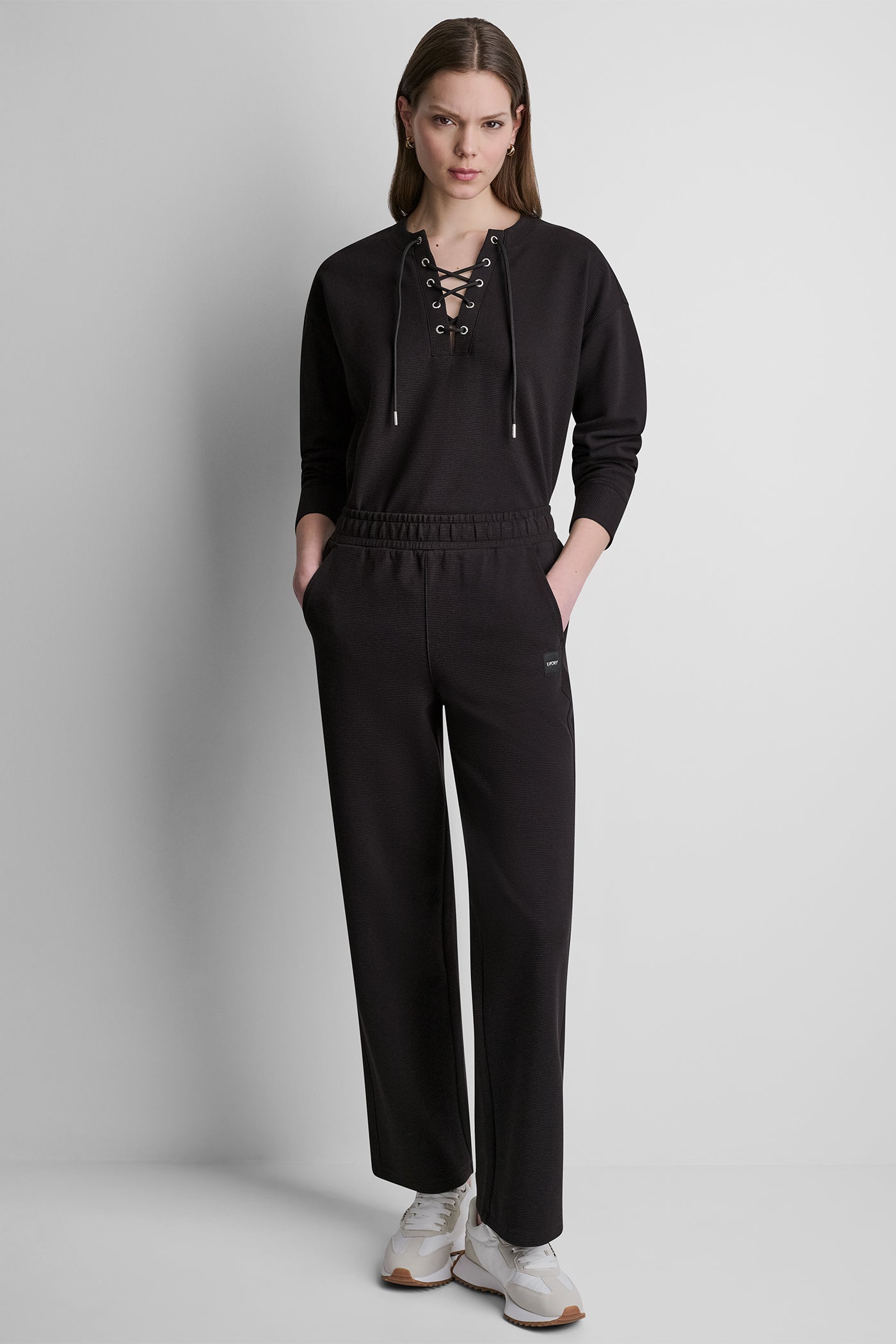 HIGH-RISE RIB TRACK PANTS