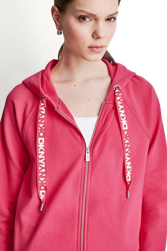 COTTON-FLEECE LOGO DRAWSTRING HOODIE