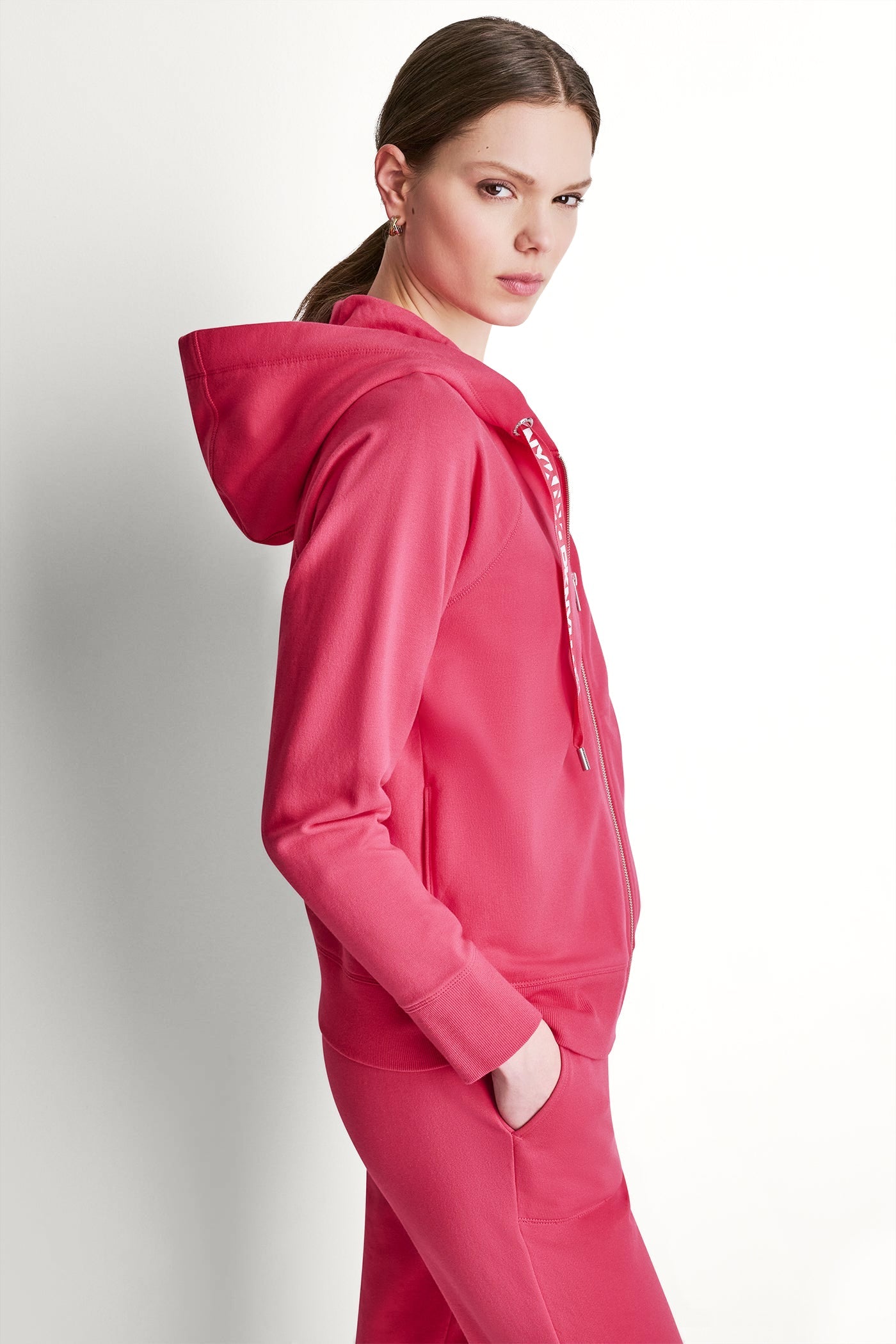 COTTON-FLEECE LOGO DRAWSTRING HOODIE