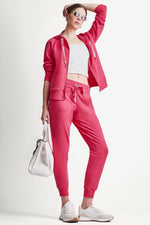 COTTON-FLEECE HIGH-RISE SKINNY CUFFED ANKLE JOGGER