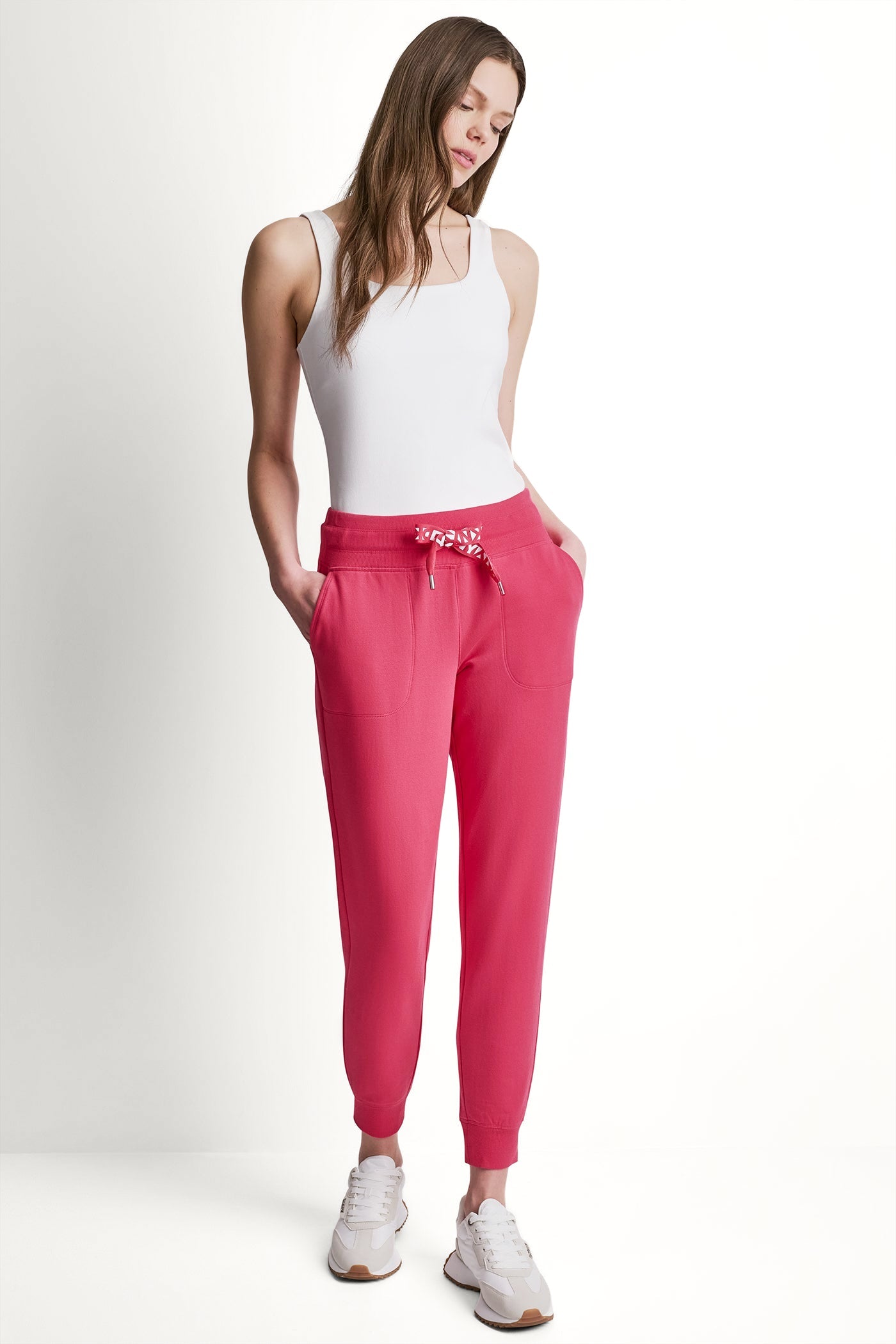 COTTON-FLEECE HIGH-RISE SKINNY CUFFED ANKLE JOGGER