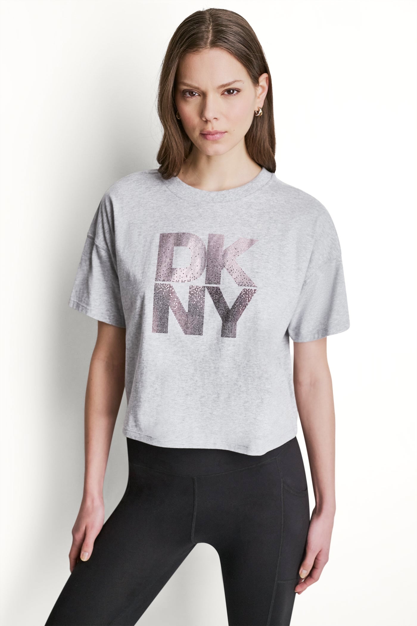 STACKED OMBRE RHINESTONE LOGO TEE
