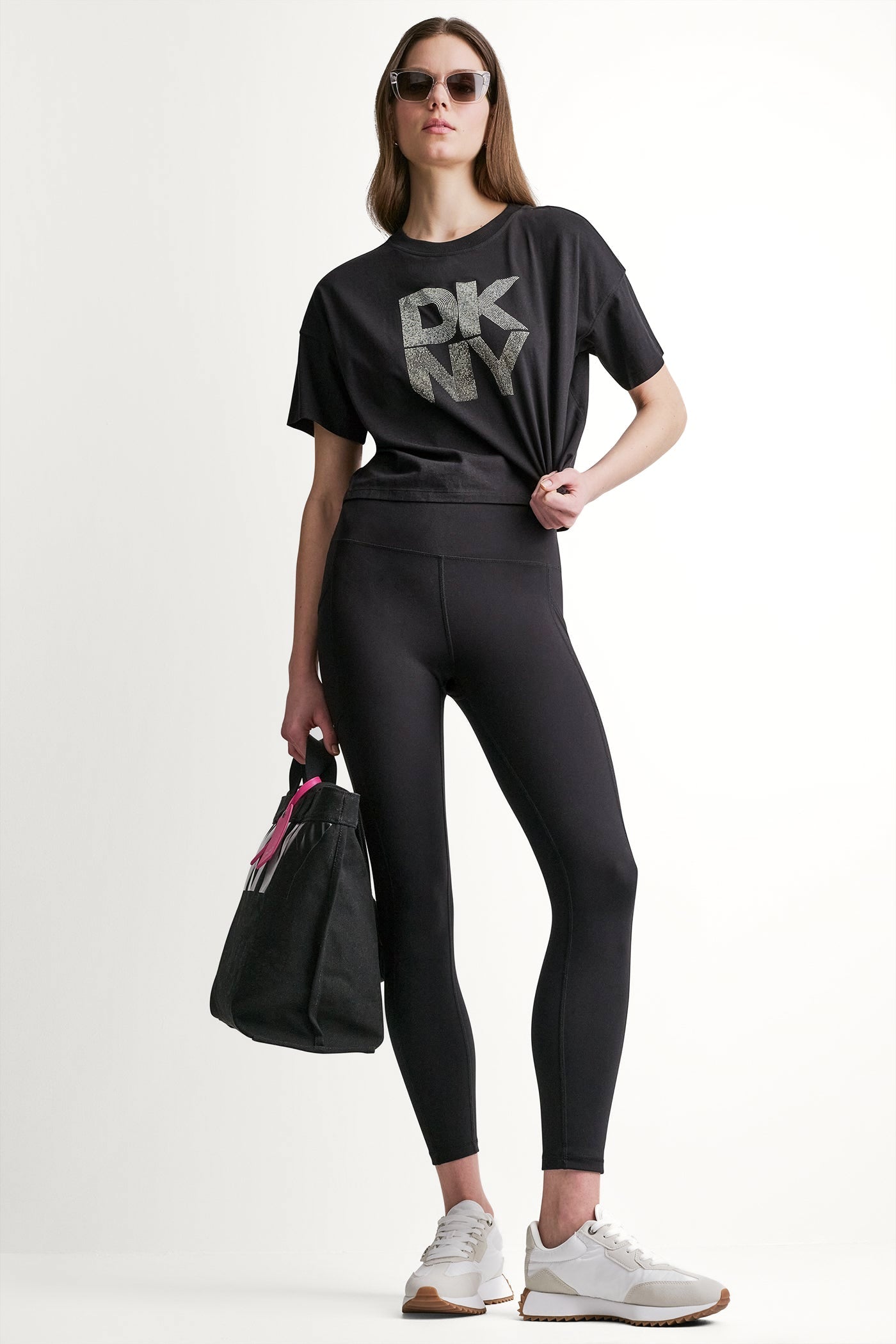 STACKED OMBRE RHINESTONE LOGO TEE