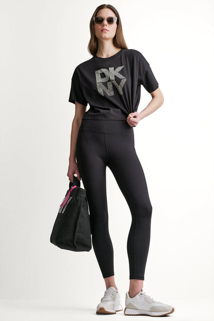 STACKED OMBRE RHINESTONE LOGO TEE