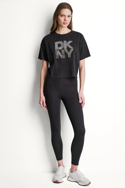 STACKED OMBRE RHINESTONE LOGO TEE