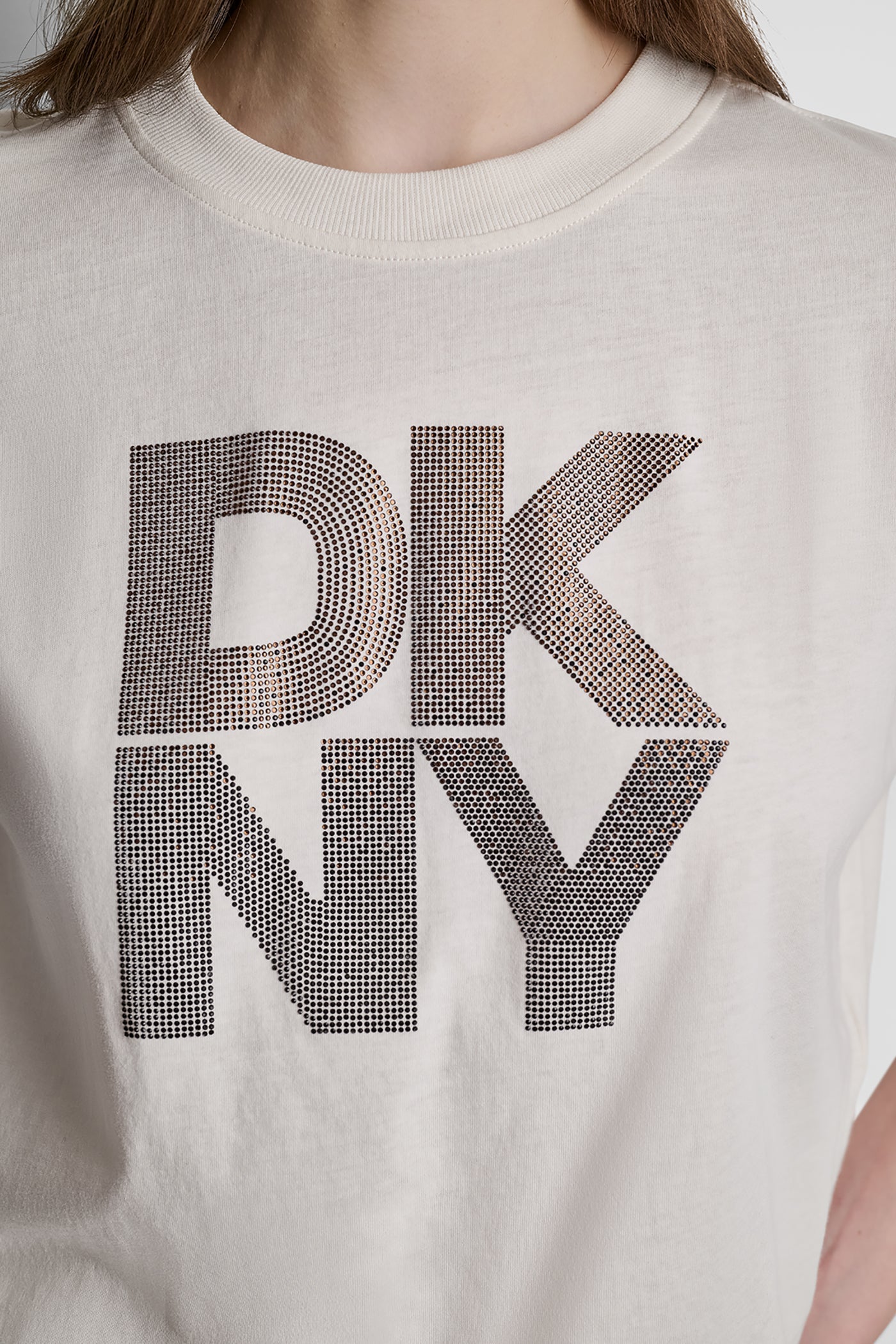 STACKED OMBRE RHINESTONE DROP SHOULDER TEE