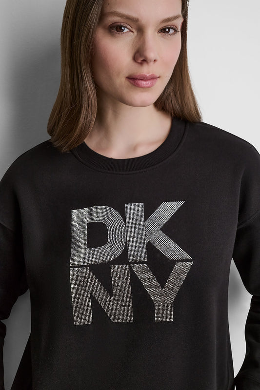 STACKED RHINESTONE LOGO PULLOVER