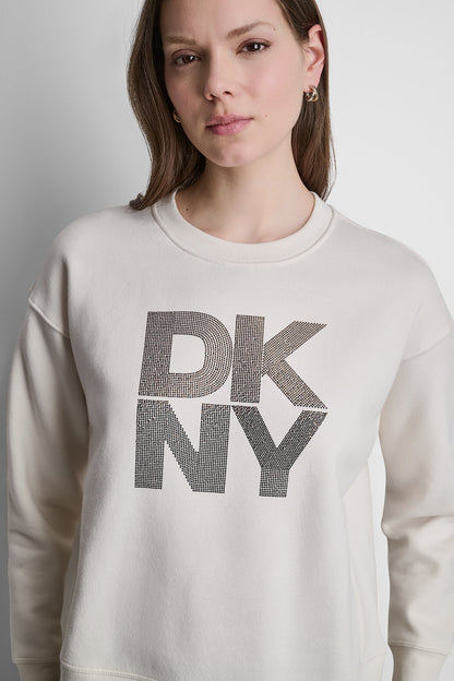 STACKED RHINESTONE LOGO PULLOVER
