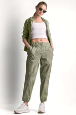 COTTON-POPLIN HIGH-RISE SLIM UTILITY JOGGER