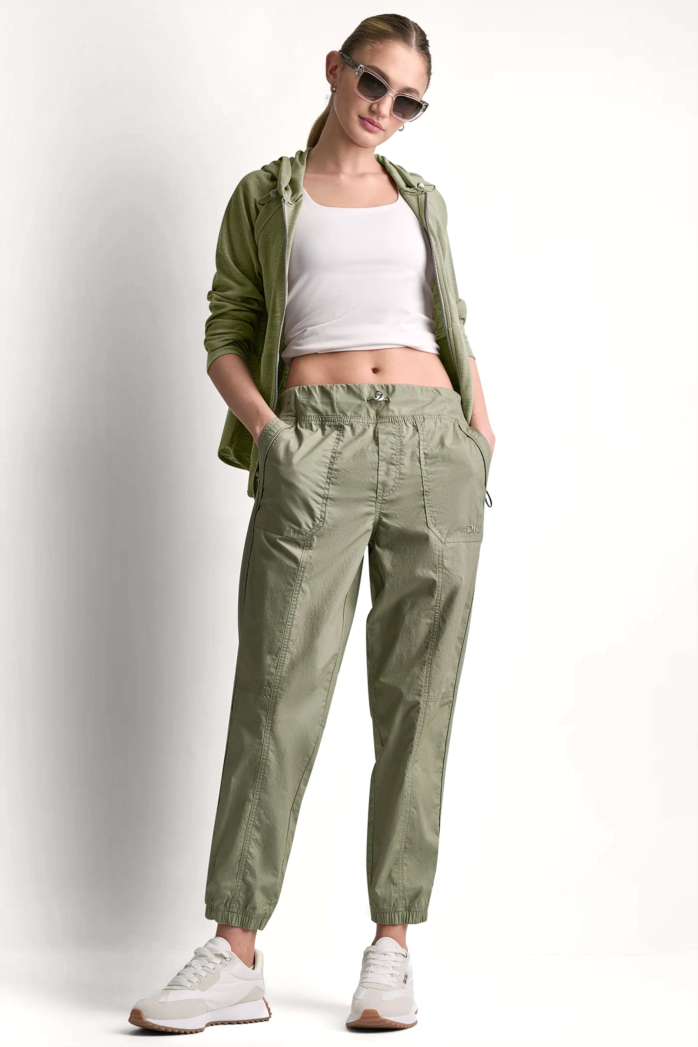 COTTON-POPLIN HIGH-RISE SLIM UTILITY JOGGER