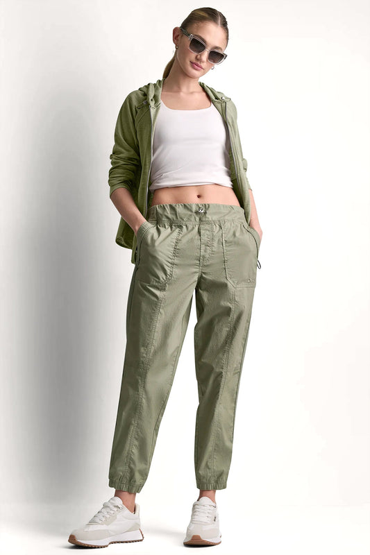 COTTON-POPLIN HIGH-RISE SLIM UTILITY JOGGER